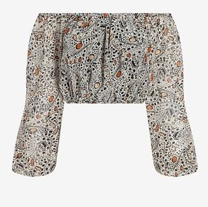 NEW Rachel Zoe Printed Off The ShoulderCropped Top NWT
